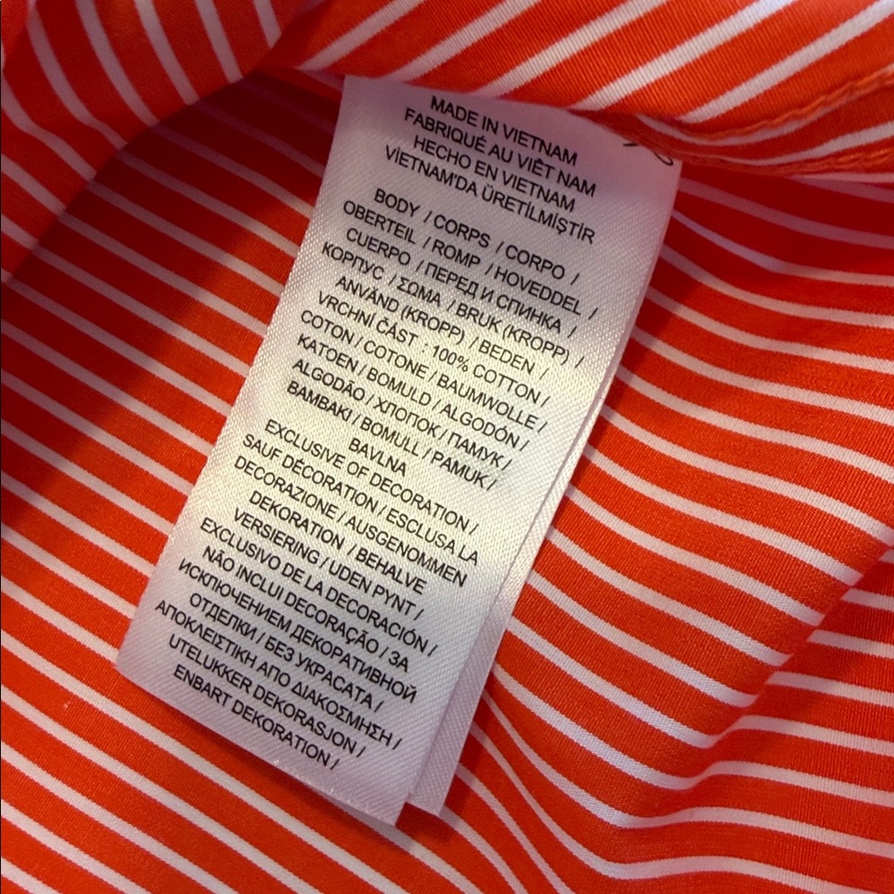 Lauren Ralph Lauren Orange and White Striped Button-Up Shirt Sz M.  Box21 - Picture 5 of 5